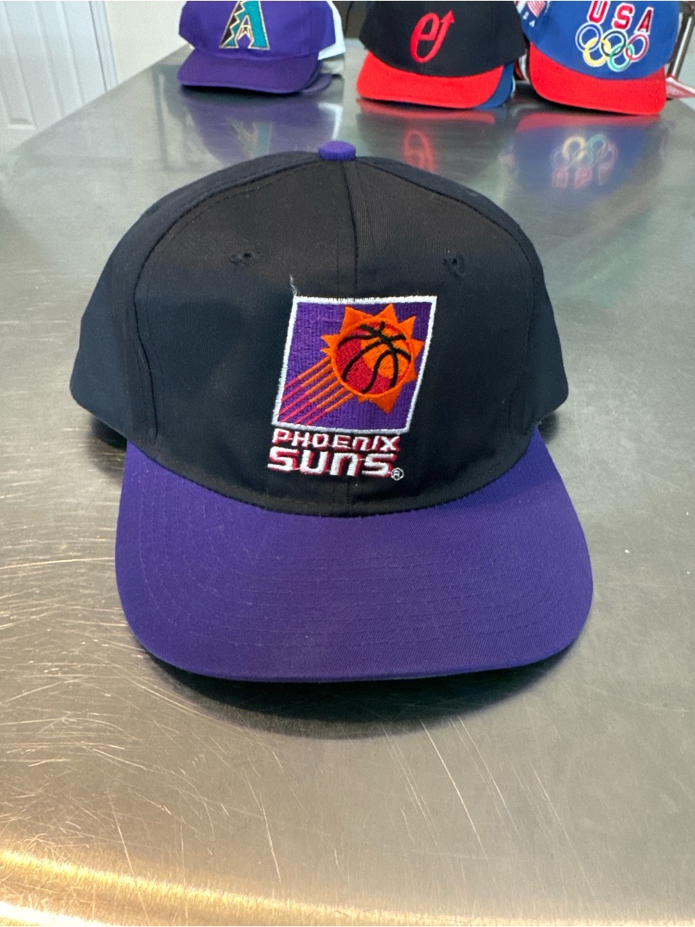 Vintage 90s Phoenix Suns NBA black & purple snapback cap